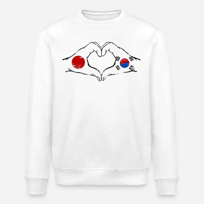 Japon Corée du Sud Mains Coeur Forme Utilisé - Sweat bio ROLLER Stanley/Stella Unisexe - blanc