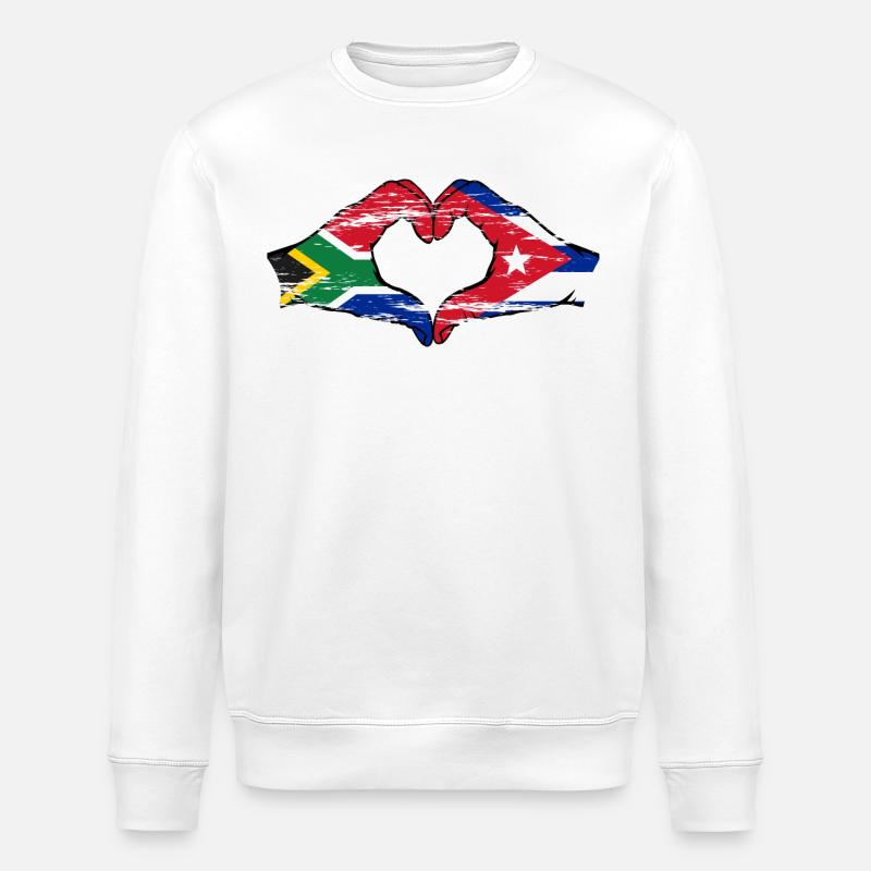 Afrique du Sud Cuba Drapeau Mains Coeur Forme Utilisé - Sweat bio ROLLER Stanley/Stella Unisexe - blanc