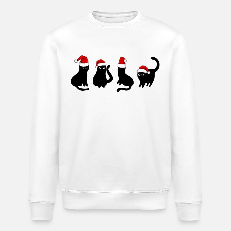 Chat noir à Noël - Sweat bio ROLLER Stanley/Stella Unisexe - blanc
