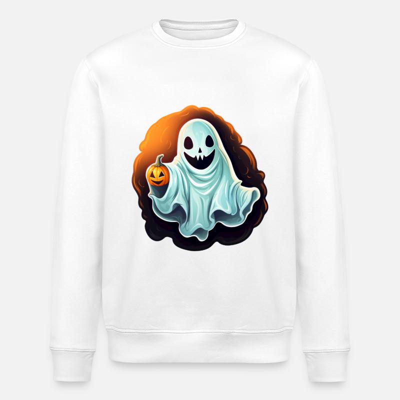 Halloween Ghost - Stanley/Stella ROLLER Unisex Organic Sweatshirt - white