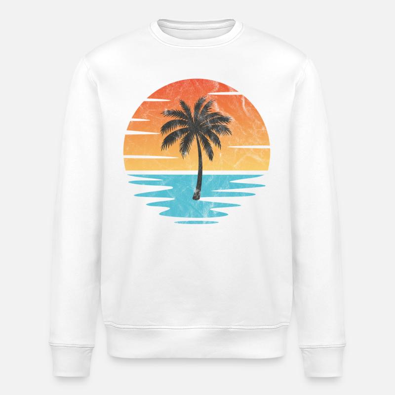 Plage Coucher de soleil - Sweat bio ROLLER Stanley/Stella Unisexe - blanc