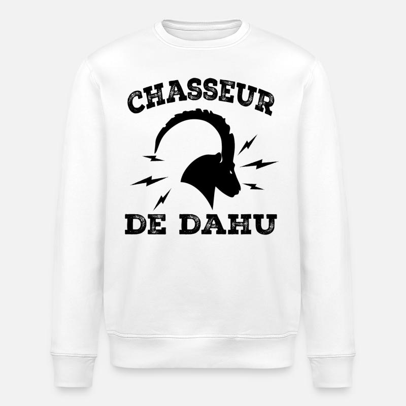 Chasseur De Dahu - Sweat bio ROLLER Stanley/Stella Unisexe - blanc