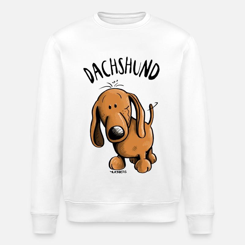 Drolliger Dachshund - Dackel - Teckel - Stanley/Stella Unisex Bio-Sweatshirt ROLLER - Weiß