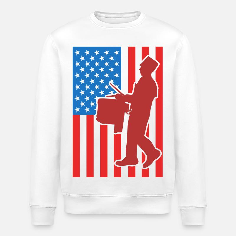 Drapeau de Drum USA - Sweat bio ROLLER Stanley/Stella Unisexe - blanc