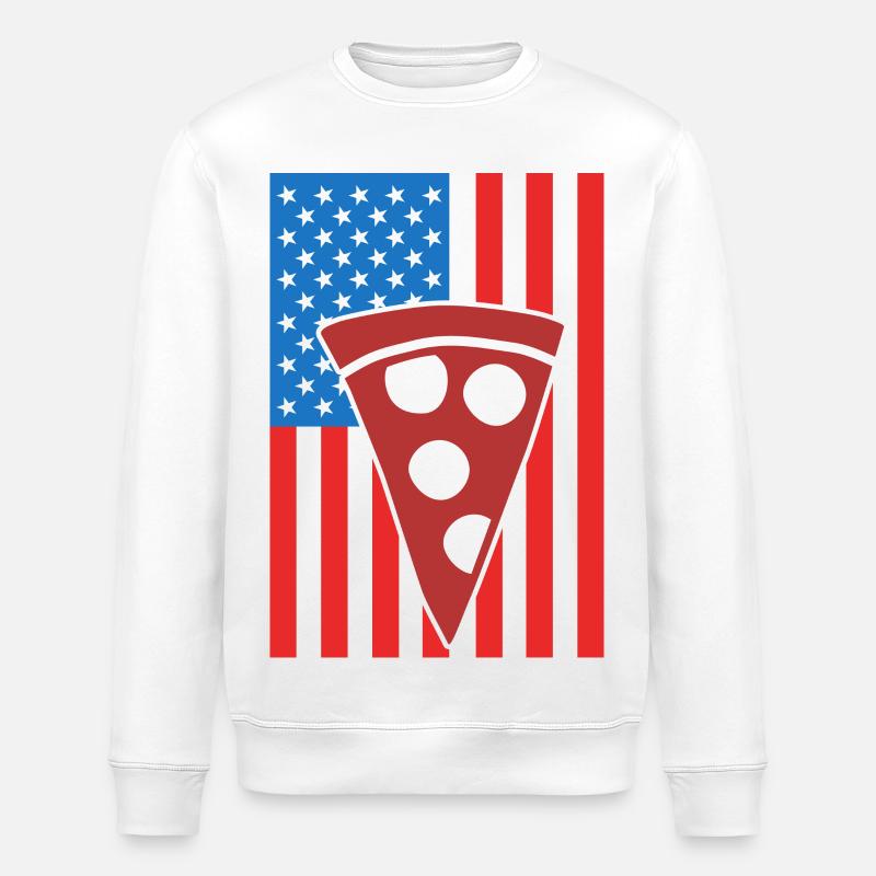 Pizza USA Flagge - Stanley/Stella Unisex Bio-Sweatshirt ROLLER - Weiß