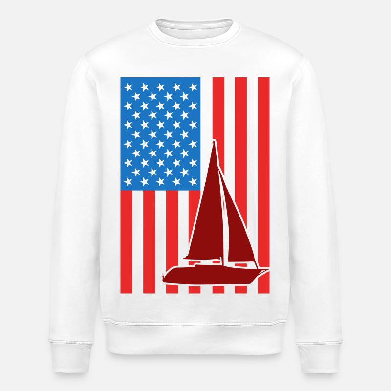 Voile Drapeau des États-Unis - Sweat bio ROLLER Stanley/Stella Unisexe - blanc
