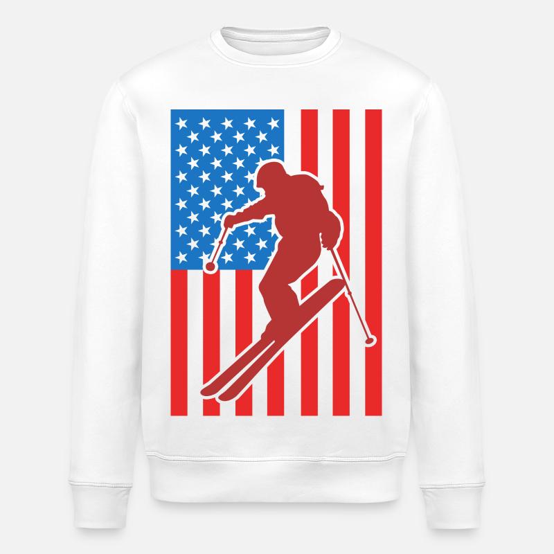 Ski Drapeau des États-Unis - Sweat bio ROLLER Stanley/Stella Unisexe - blanc
