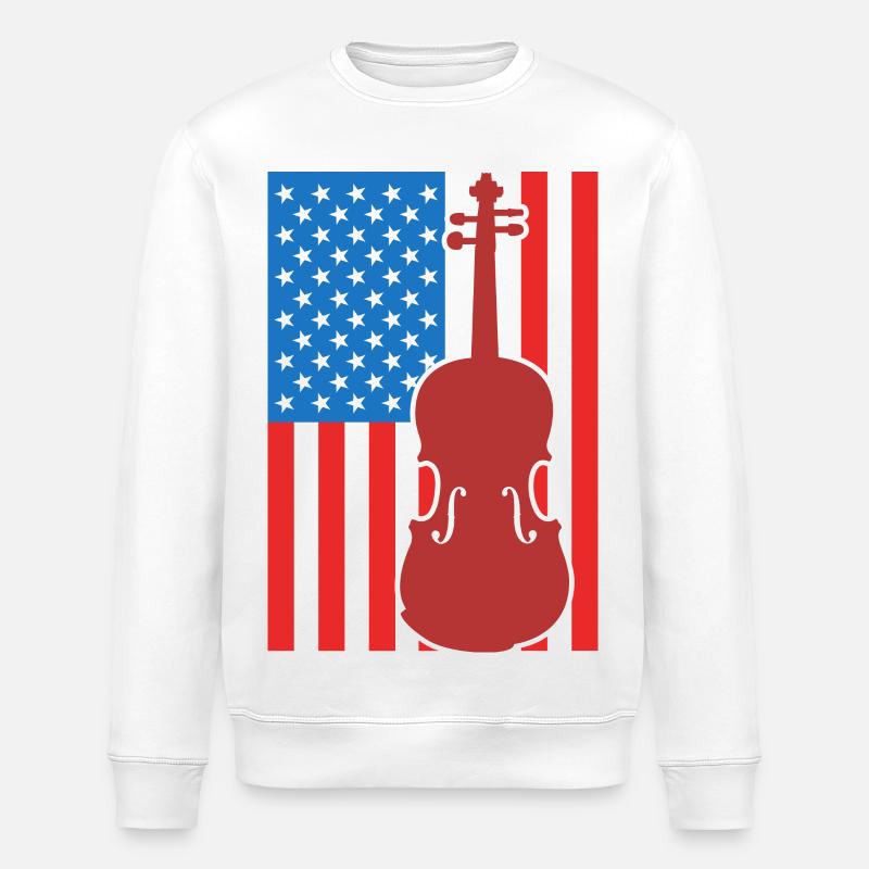 Geige USA Flagge - Stanley/Stella Unisex Bio-Sweatshirt ROLLER - Weiß