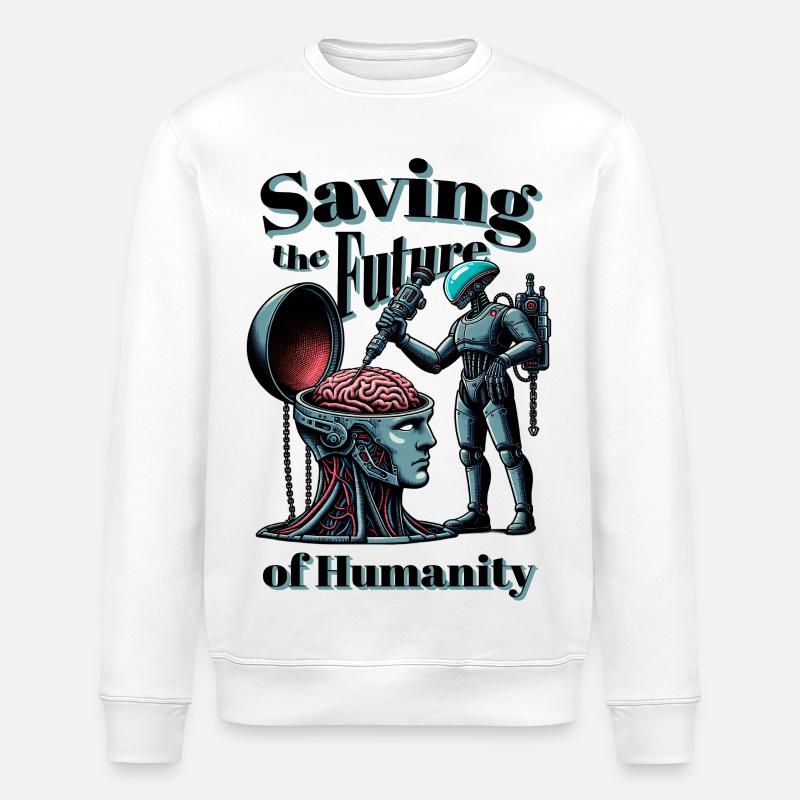 Saving humanity - Stanley/Stella ROLLER Unisex Organic Sweatshirt - white