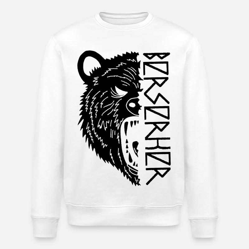 Black Bear Warrior - Stanley/Stella ROLLER Unisex Organic Sweatshirt - white
