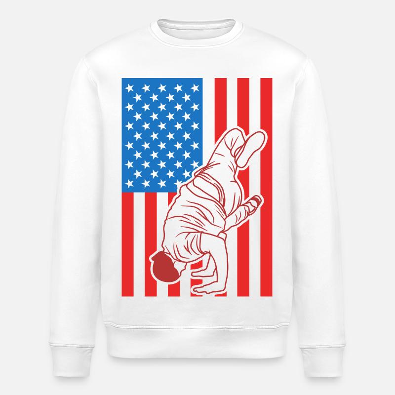 Breakdance USA Flagge - Stanley/Stella Unisex Bio-Sweatshirt ROLLER - Weiß