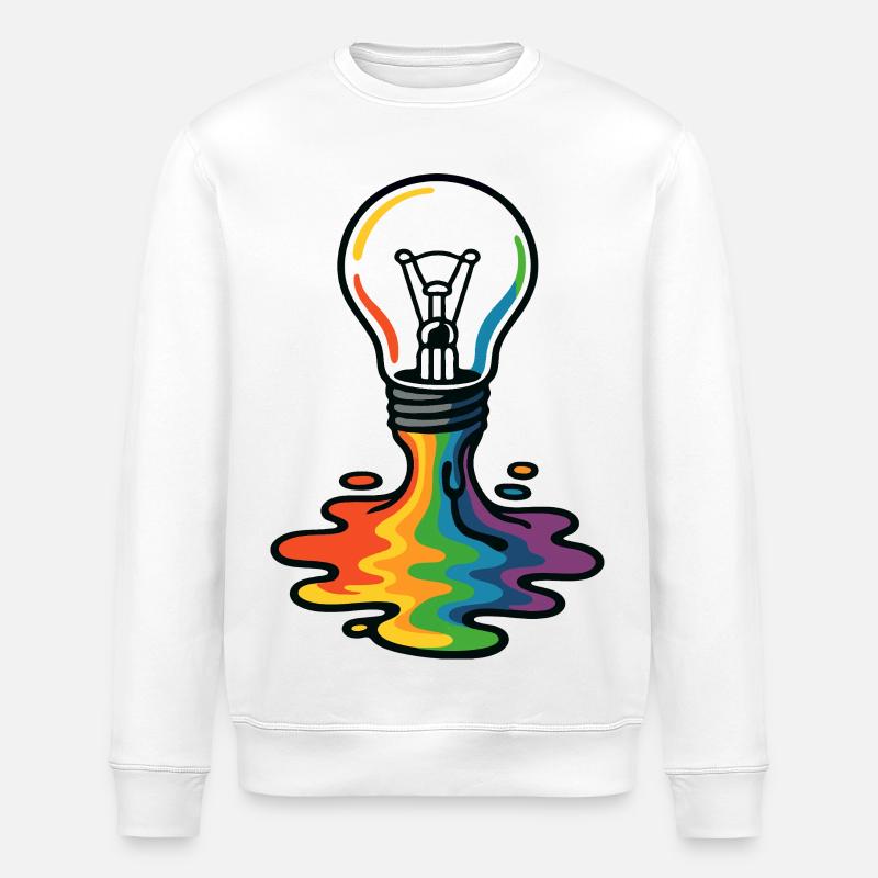 Rainbow Melt Lightbulb - Stanley/Stella ROLLER Unisex Organic Sweatshirt - white