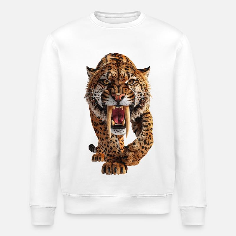 Saebelzahnkatze - Säbelzahntiger - Stanley/Stella Unisex Bio-Sweatshirt ROLLER - Weiß
