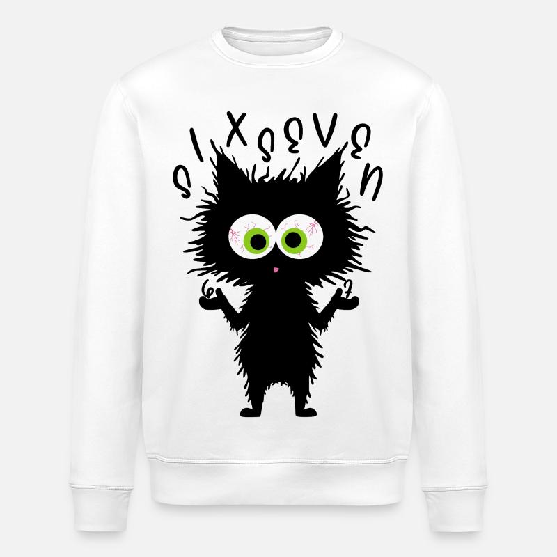 67 Lustige Katze Six Seven Meme - Stanley/Stella Unisex Bio-Sweatshirt ROLLER - Weiß