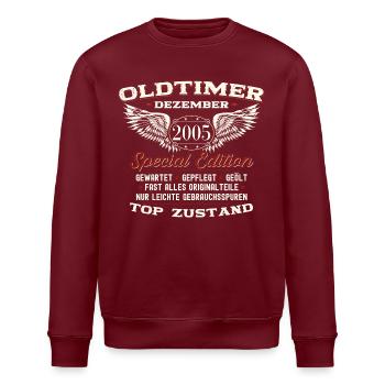 18. Geburtstag Oldtimer Dezember Jahrgang 2005 - Stanley/Stella Unisex Bio-Sweatshirt ROLLER - Burgunderrot - Vorne - Nik (191cm)