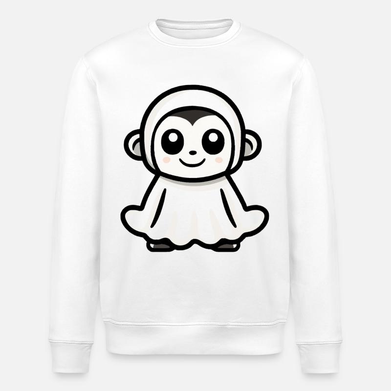 Monkey Halloween Comic Ghost - Stanley/Stella ROLLER Unisex Organic Sweatshirt - white