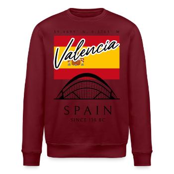Valencia Wahrzeichen Flagge Reise Souvenir - Stanley/Stella Unisex Bio-Sweatshirt ROLLER - Weiß - Vorne - Nik (191cm)