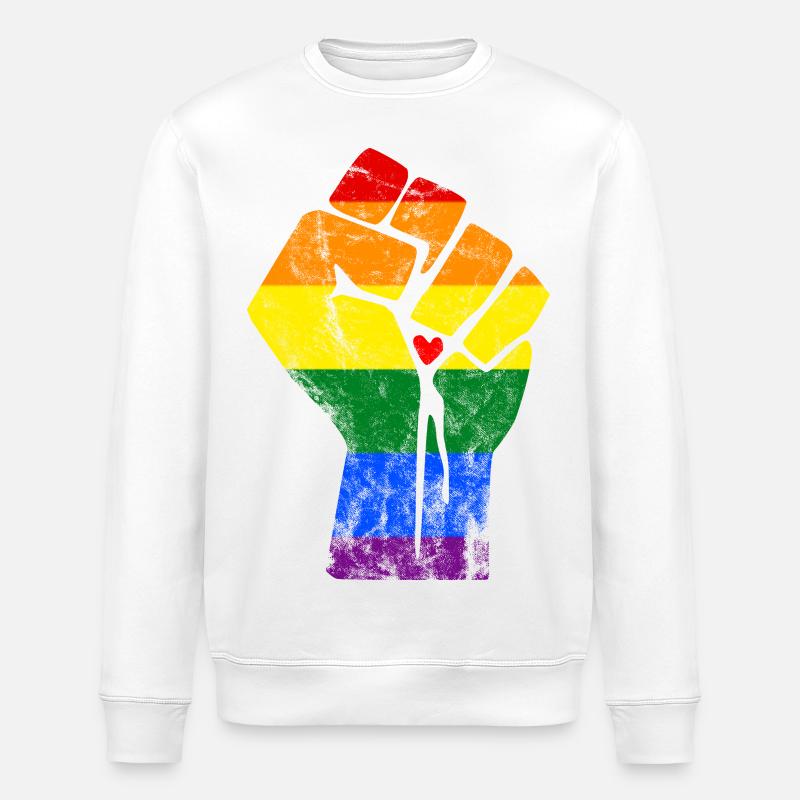 RAINBOW FIST - Sweat bio ROLLER Stanley/Stella Unisexe - blanc