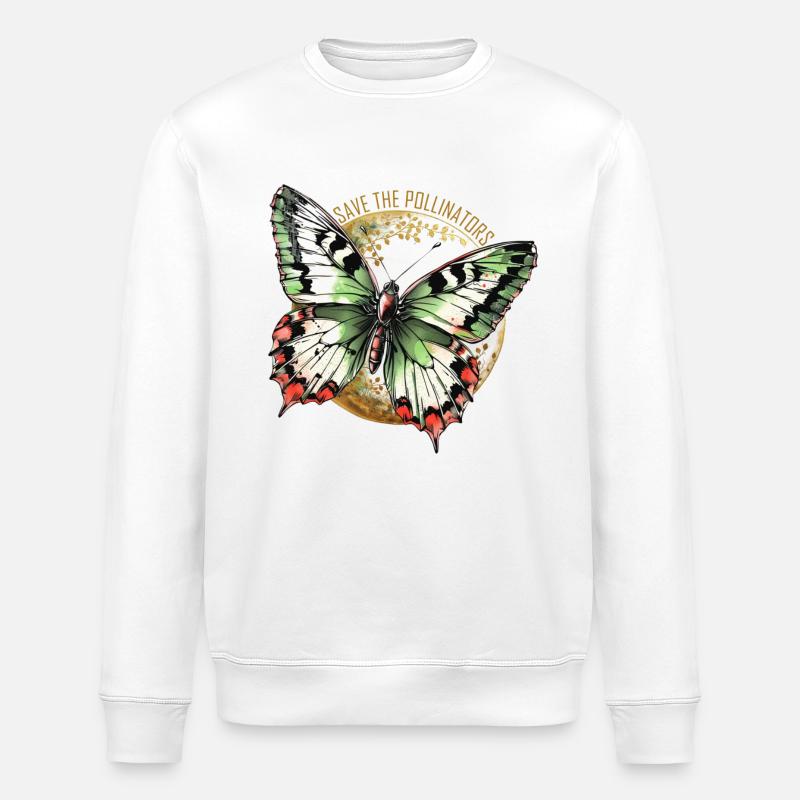 Sauvons les pollinisateurs - Papillon vert - Sweat bio ROLLER Stanley/Stella Unisexe - blanc