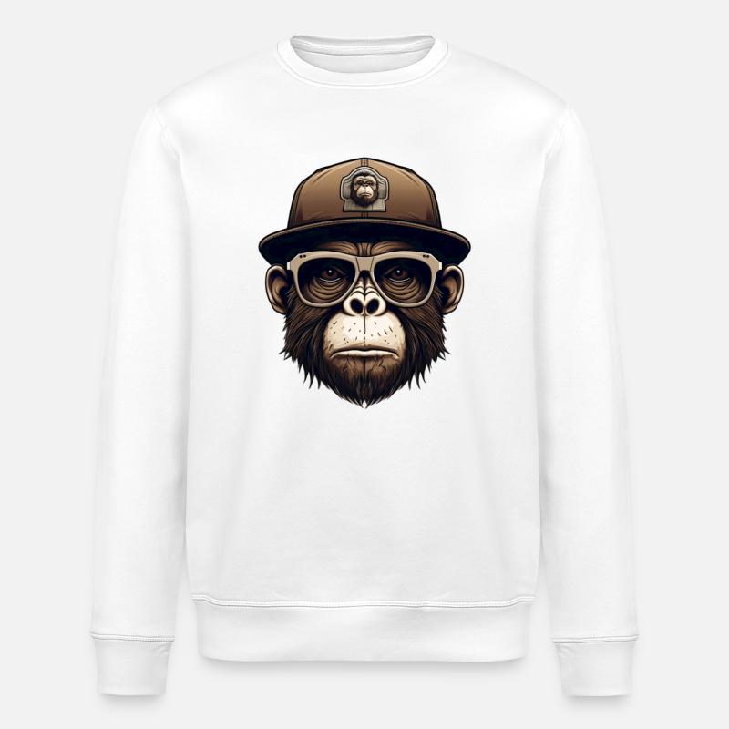 Monkey Geek - Stanley/Stella Unisex Bio-Sweatshirt ROLLER - Weiß