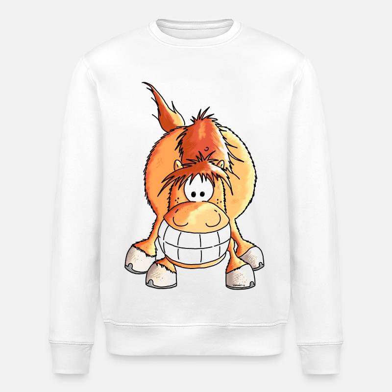 Grinsepferd - Pferd - Pony - Stanley/Stella Unisex Bio-Sweatshirt ROLLER - Weiß