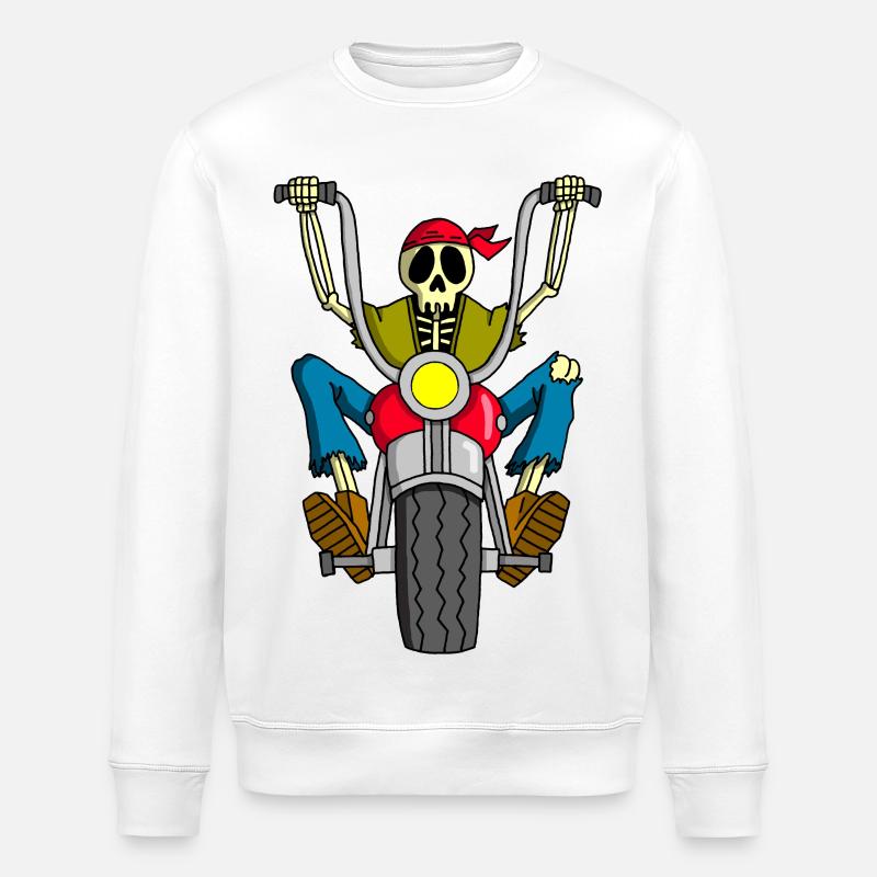 Biker skeleton - Stanley/Stella ROLLER Unisex Organic Sweatshirt - white
