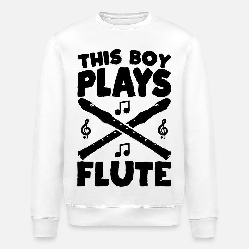 This Boy Plays Flute - Stanley/Stella Unisex Bio-Sweatshirt ROLLER - Weiß