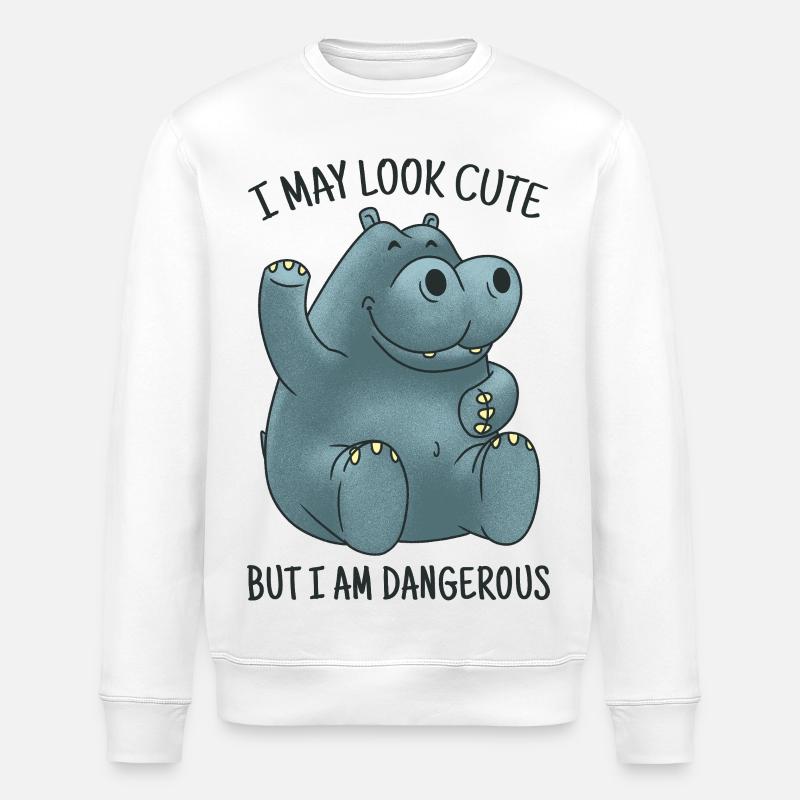 Friedlicher Nilpferd kann gefährlich werden  - Stanley/Stella ROLLER Unisex Organic Sweatshirt - white