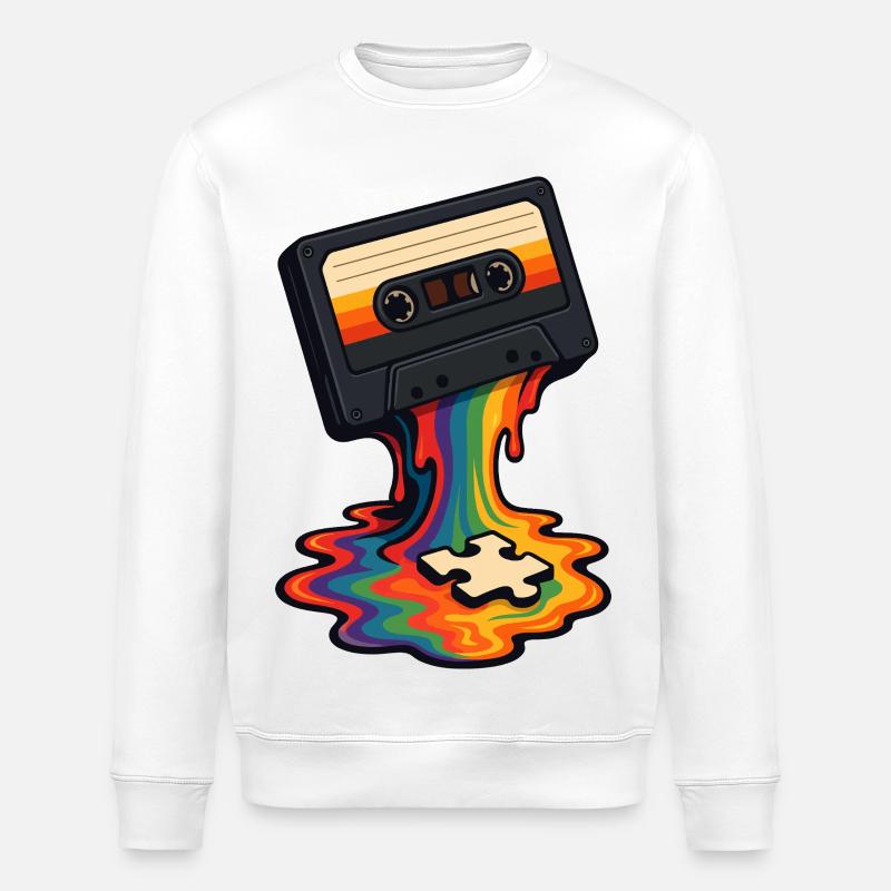 Regenbogen Kassette Schmelz Puzzle - Stanley/Stella Unisex Bio-Sweatshirt ROLLER - Weiß