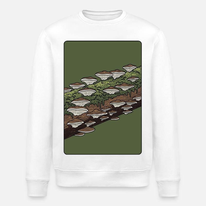 Champignons des bois sur tronc mousseux - Sweat bio ROLLER Stanley/Stella Unisexe - blanc