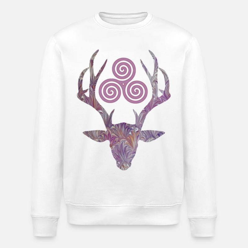 hirschkopf e 236 with triskele - Stanley/Stella ROLLER Unisex Organic Sweatshirt - white