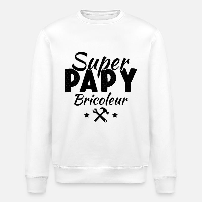 super papy bricoleur - Sweat bio ROLLER Stanley/Stella Unisexe - blanc