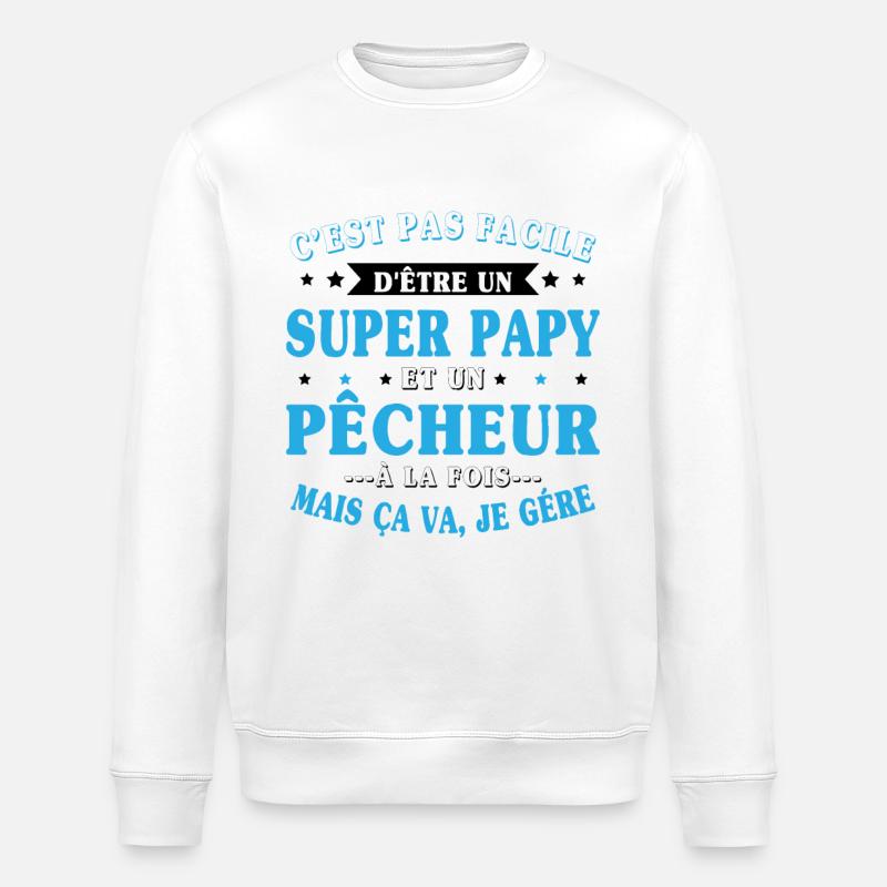 Super-Opa und Fischer-Geschenk - Stanley/Stella Unisex Bio-Sweatshirt ROLLER - Weiß