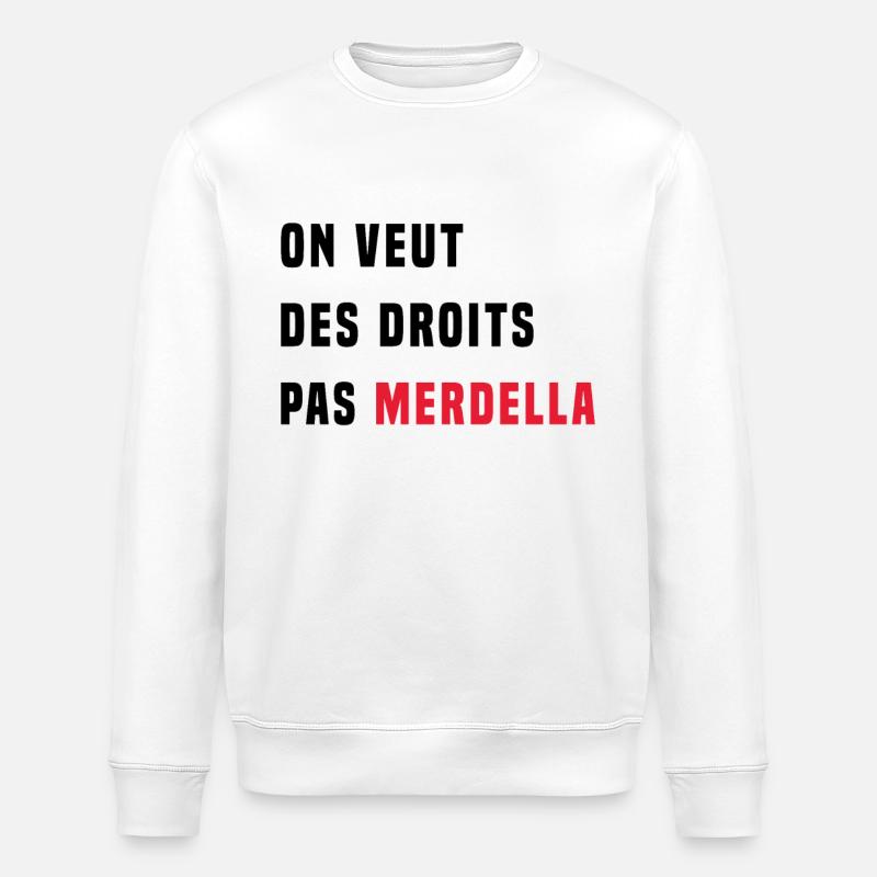 We want rights, not Merdella - Stanley/Stella ROLLER Unisex Organic Sweatshirt - white