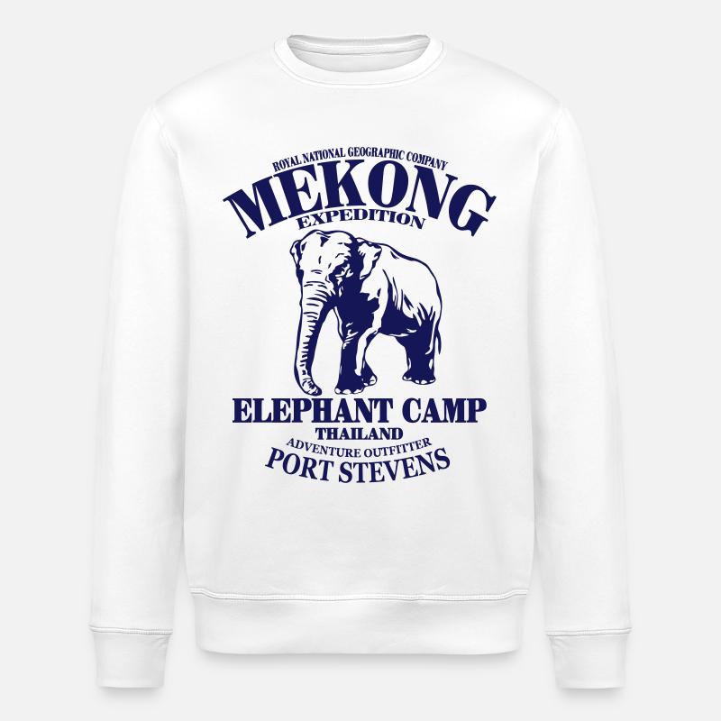 Elefant - Elephant - Mekong - Stanley/Stella Unisex Bio-Sweatshirt ROLLER - Weiß
