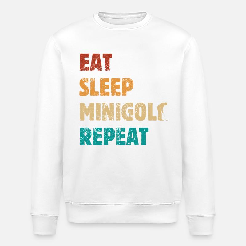 Eat Sleep Minigolf Repeat - Spruch - Stanley/Stella Unisex Bio-Sweatshirt ROLLER - Weiß