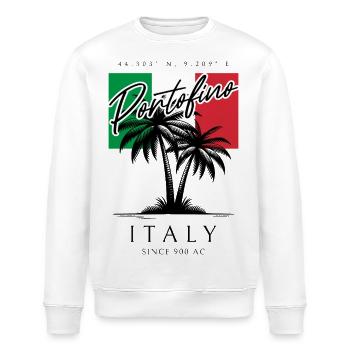 Portofino palmiers Italie drapeau voyage souvenir - Sweat bio ROLLER Stanley/Stella Unisexe - blanc - Devant - Nik (191cm)