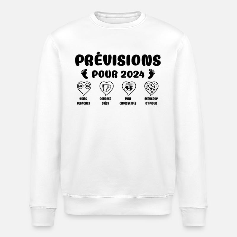 Prévisions pour 2024,future mama,futur papa,papa - Sweat bio ROLLER Stanley/Stella Unisexe - blanc