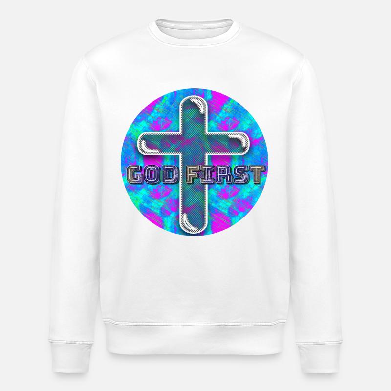 God First (Eins) - Stanley/Stella Unisex Bio-Sweatshirt ROLLER - Weiß