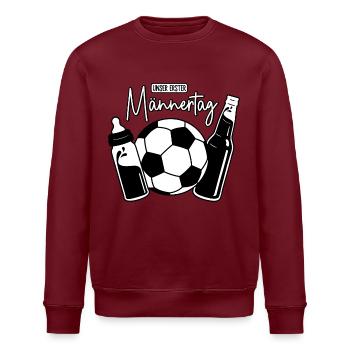 Fußball Papa Sohn Baby - Unser erster Männertag - Stanley/Stella Unisex Bio-Sweatshirt ROLLER - Weiß - Vorne - Nik (191cm)
