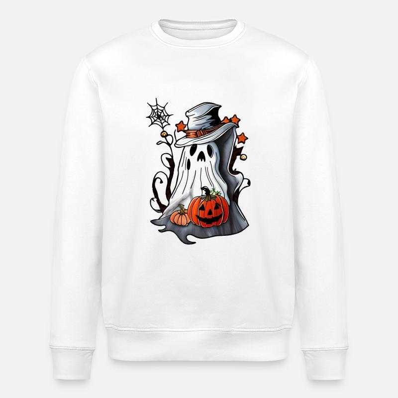 Ghost With a Pumpkin - Stanley/Stella ROLLER Unisex Organic Sweatshirt - white