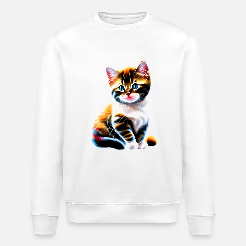 Bébé chat de Noël - Sweat bio ROLLER Stanley/Stella Unisexe - blanc