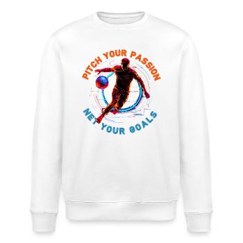 Neon-Fußballspiel, motivierendes Zitat - Stanley/Stella Unisex Bio-Sweatshirt ROLLER - Weiß - Vorne - Nik (191cm)