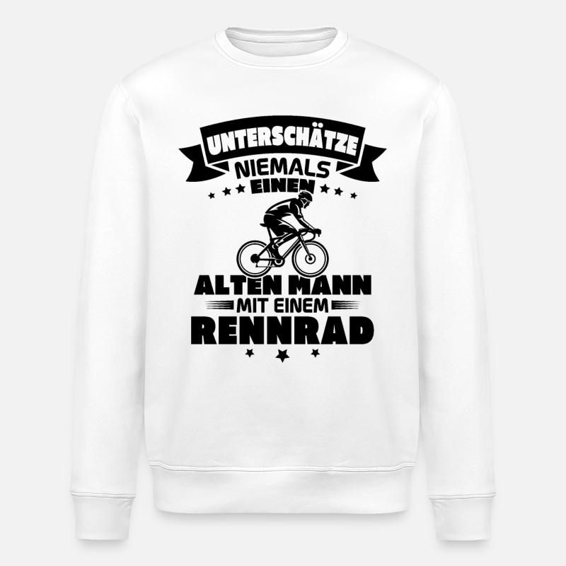 Alten mann mit einem Rennrad - Stanley/Stella Unisex Bio-Sweatshirt ROLLER - Weiß