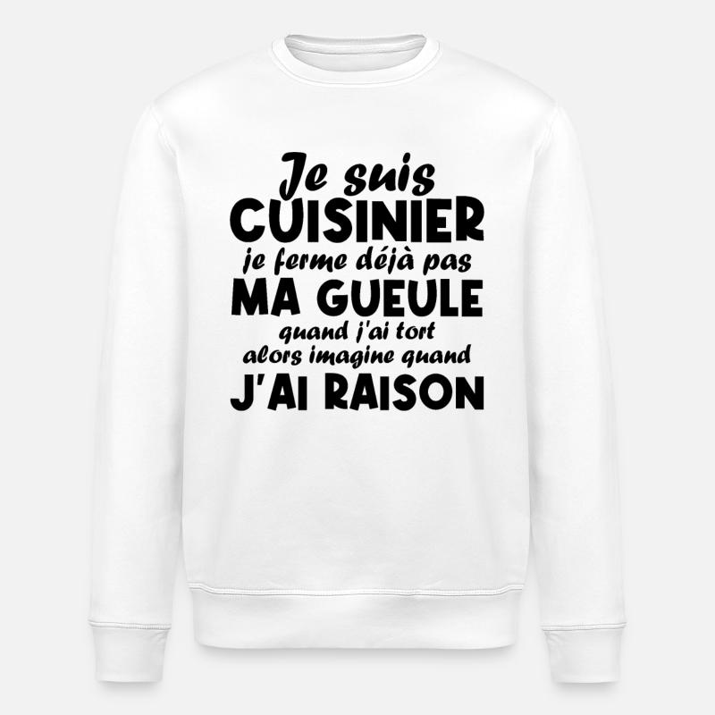 Je suis Cuisinier - Sweat bio ROLLER Stanley/Stella Unisexe - blanc