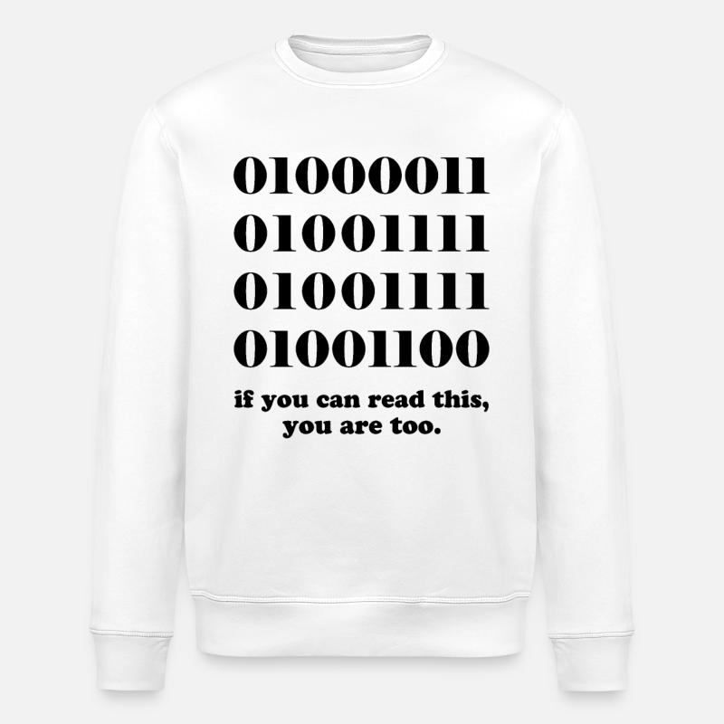 Computer binary code developers gift - Stanley/Stella ROLLER Unisex Organic Sweatshirt - white