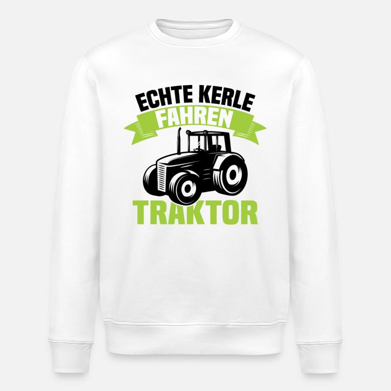 Echte Kerle fahren Traktor - Stanley/Stella Unisex Bio-Sweatshirt ROLLER - Weiß
