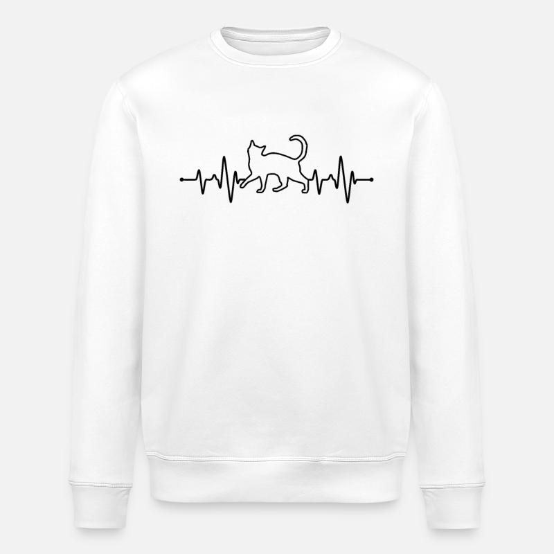 Katzen Herzschlag - Stanley/Stella Unisex Bio-Sweatshirt ROLLER - Weiß