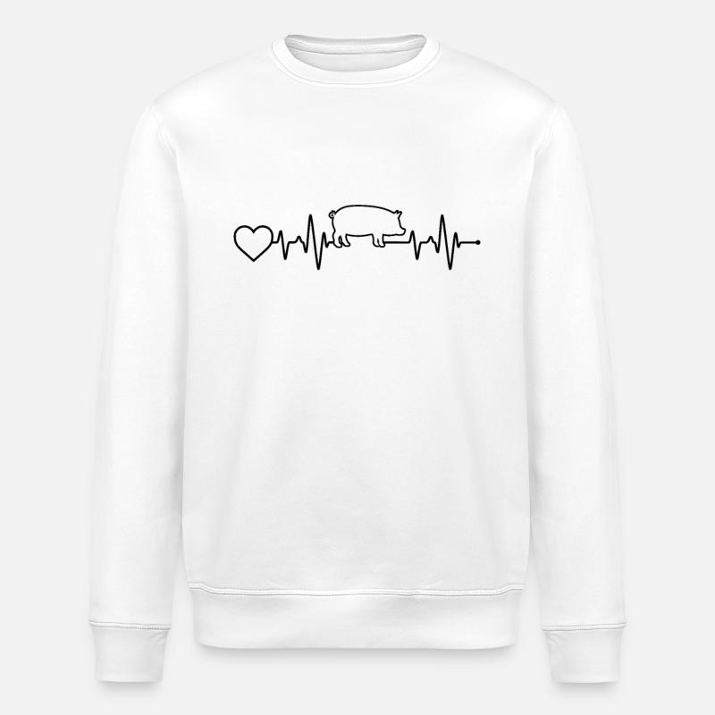 Schwein Herzschlag - Stanley/Stella Unisex Bio-Sweatshirt ROLLER - Weiß