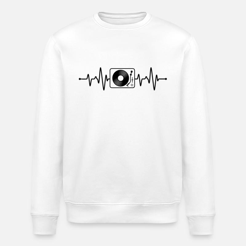 DJ Techno Herzschlag - Stanley/Stella Unisex Bio-Sweatshirt ROLLER - Weiß